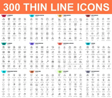 一组简单的矢量细线图标