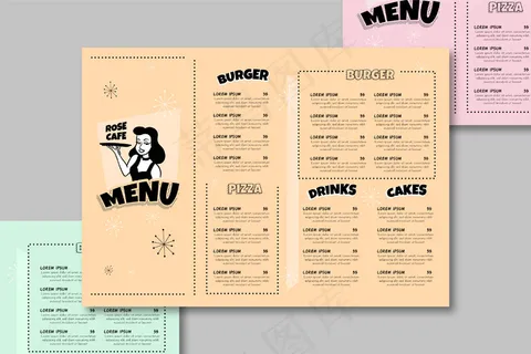 彩色餐厅菜单模板