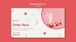 草莓奶昔横幅banner