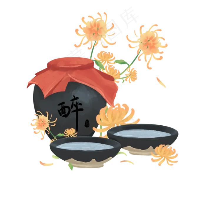 九九重阳节菊花酒水(3000X3000(DPI:300))psd模版下载