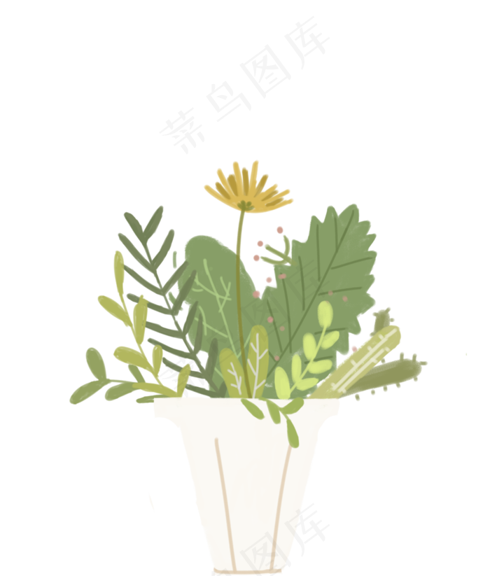 国庆节小清新花盆盆栽花朵