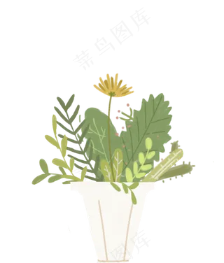 国庆节小清新花盆盆栽花朵