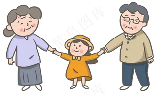 重阳节爷爷奶奶带孙女一起郊游