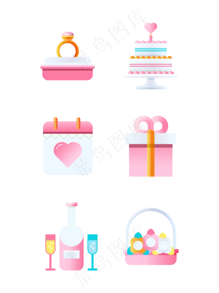 精美婚礼图标七夕情人节求爱结婚(2000X2000(DPI:300))ai矢量模版下载