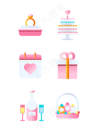 精美婚礼图标七夕情人节求爱结婚