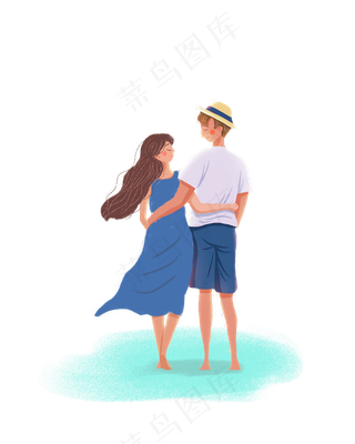 七夕情侣花田相拥png素材