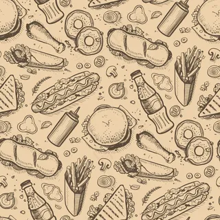 快餐手绘复古背景