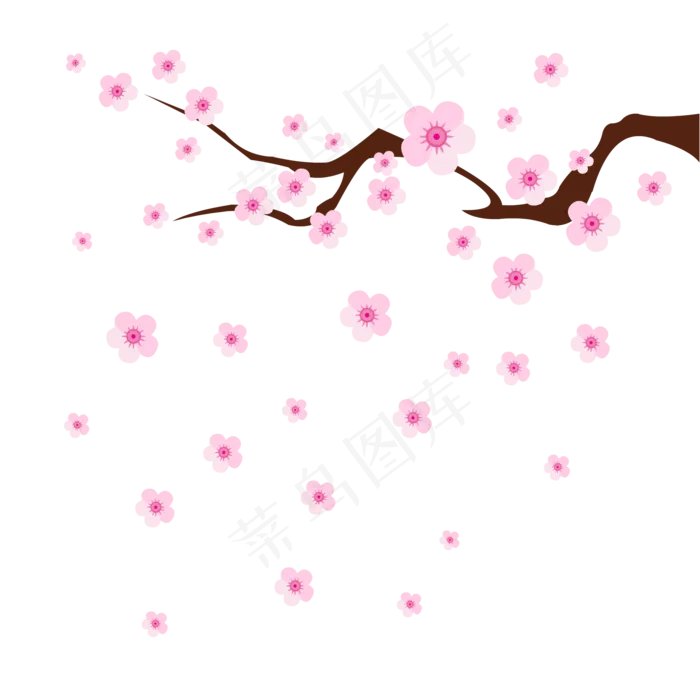 粉红手绘梅花漂浮素材ai矢量模版下载