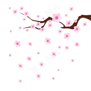 粉红手绘梅花漂浮素材