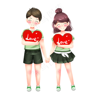 七夕情人节情侣装png透明底