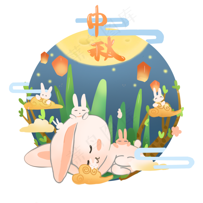 中秋赏月祈福中秋节(2000X2000(DPI:300))psd模版下载