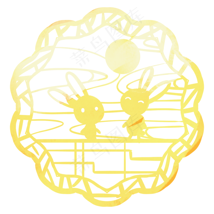 中秋玉兔剪纸(2000X2000(DPI:300))psd模版下载