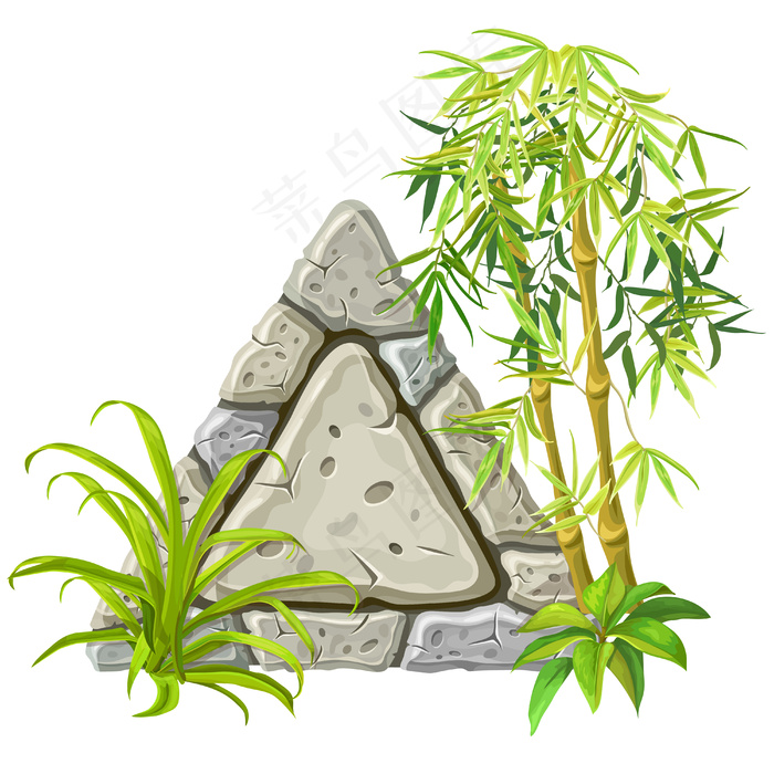 竹枝石板eps,ai矢量模版下载