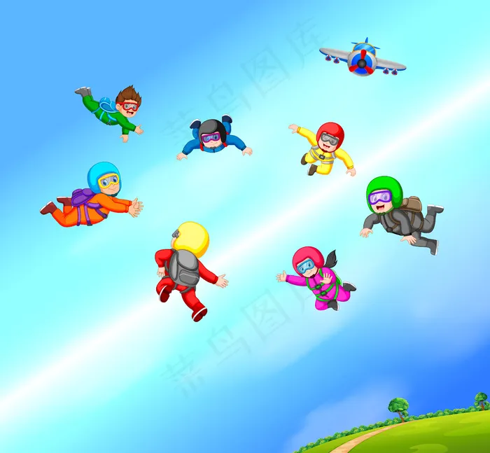 跳伞者正在编队eps,ai矢量模版下载