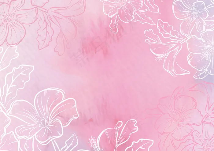 泼水和手绘花卉水彩画背景eps,ai矢量模版下载
