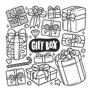礼品盒图标手绘涂鸦着色