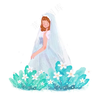 浪漫七夕情人节婚纱鲜花女孩pn