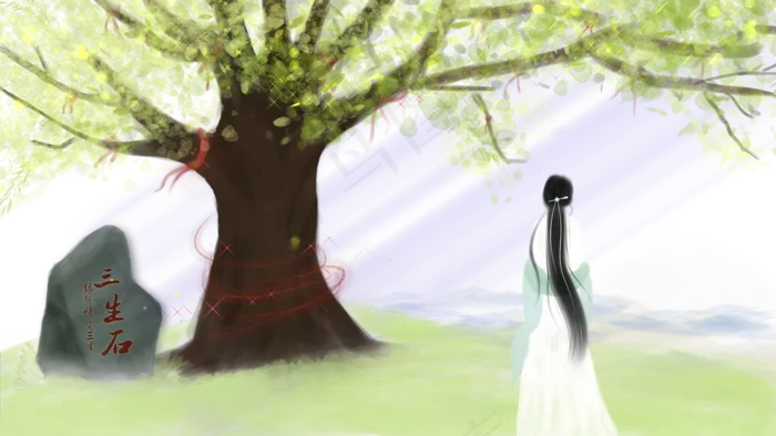 古装少女三生石(1125X2436(DPI:72))psd模版下载