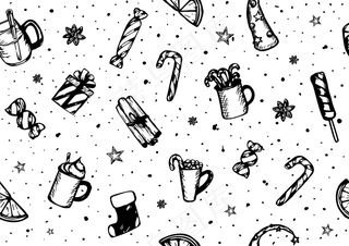 圣诞黑白无缝图案