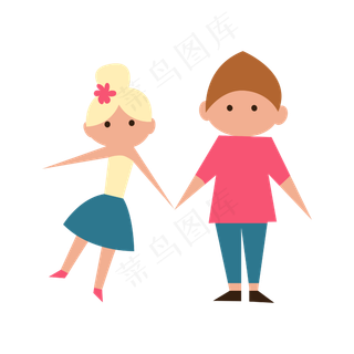 浪漫七夕节彩色卡通风热恋情侣元