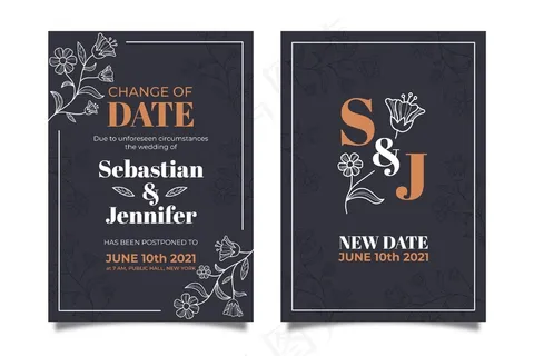 手绘延期结婚卡