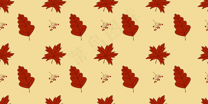 无缝图案橙色秋叶