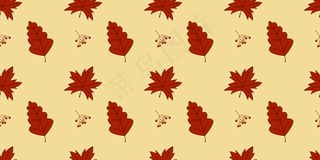 无缝图案橙色秋叶