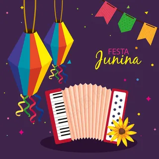 带手风琴和装饰的junina节、巴西六月节、庆典装饰