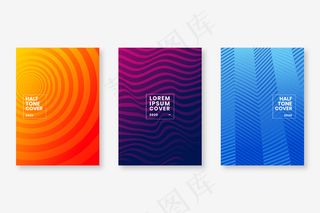 各种线条形式的半色调渐变封面集合