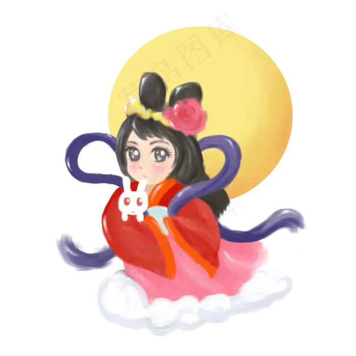中秋手绘卡通嫦娥(2000X2000(DPI:300))psd模版下载