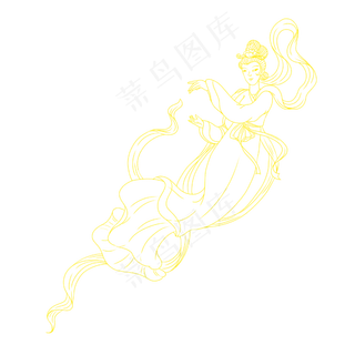 线描奔月嫦娥