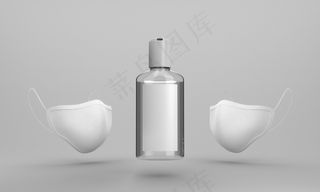 洗手液模型样机瓶和面罩的正面图