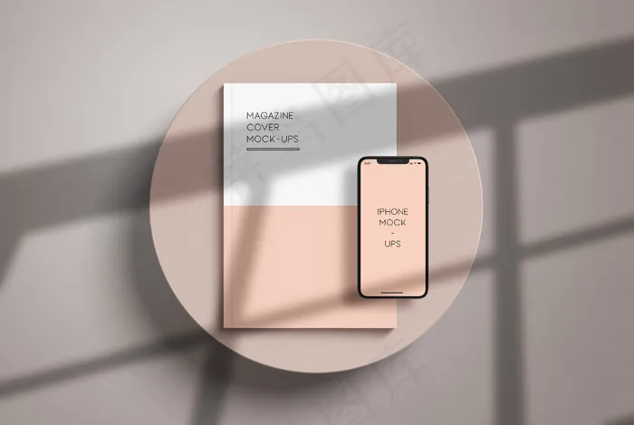A4杂志封面，带iphone模型样机psd模版下载