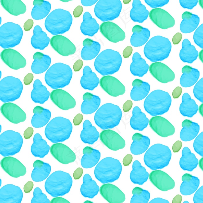 绘有蓝色圆点形状的无缝图案