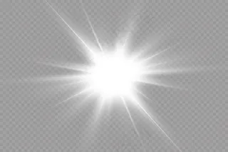 白光在透明的背景上爆炸。和雷在一起。透明的阳光，明亮的闪光。特殊镜头闪光效果。