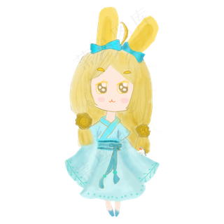 卡通手绘中秋节玉兔拟人免抠png