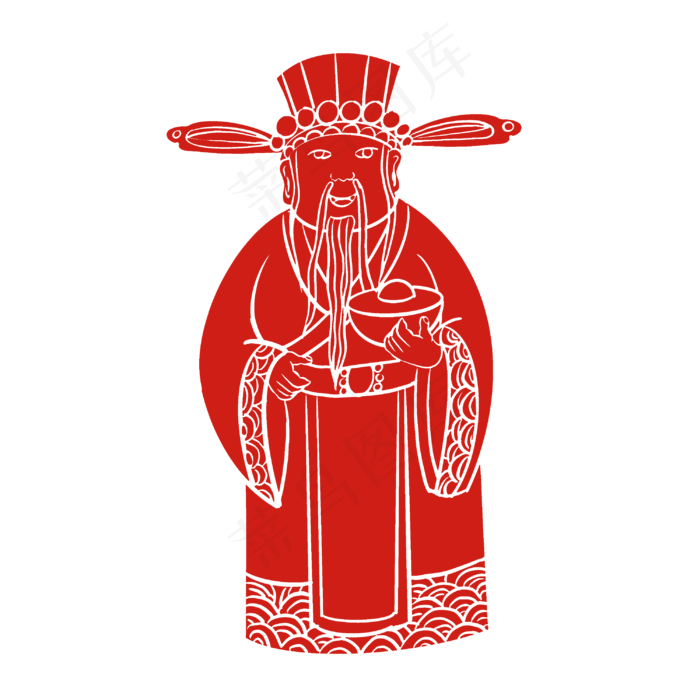 恭喜发财财神爷剪纸(3000X3000(DPI:300))psd模版下载