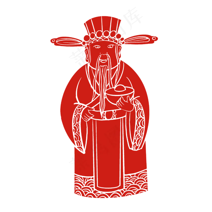 恭喜发财财神爷剪纸(3000X3000(DPI:300))psd模版下载