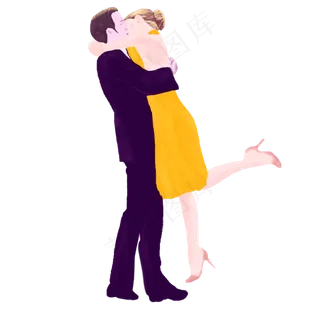 拥抱的情侣手绘psd设计