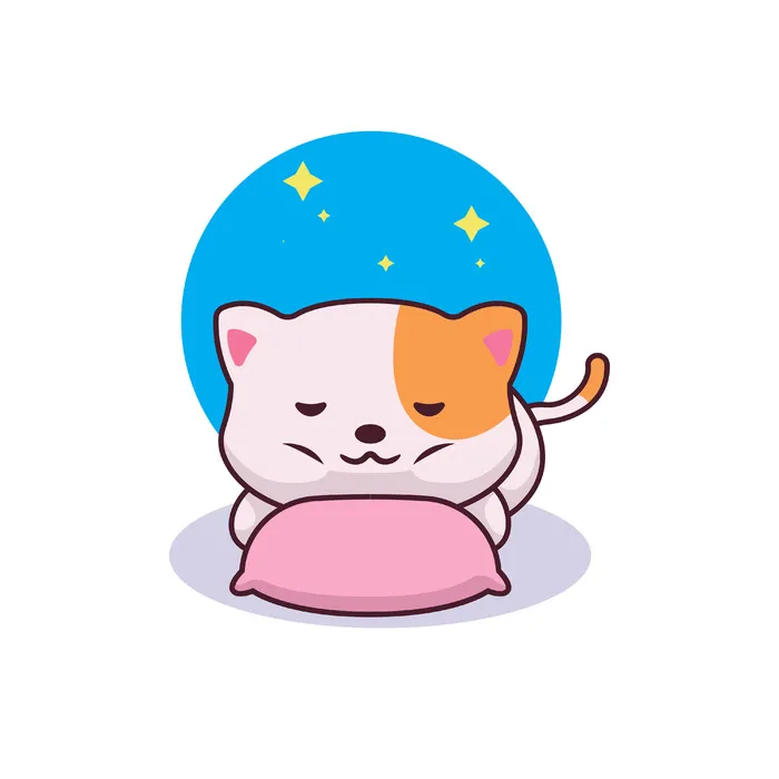可爱的猫做梦人物插画eps,ai矢量模版下载