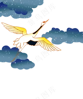 手绘丹顶鹤飞翔