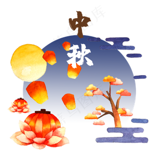 中秋孔明灯月圆八月十五