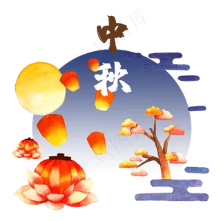 中秋孔明灯月圆八月十五