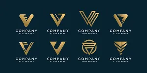 一套字母v标志集合与黄金概念