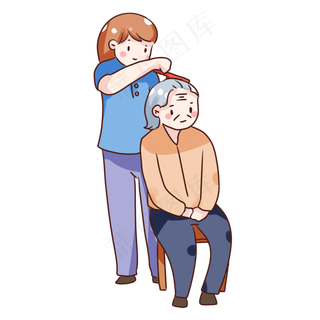 手绘卡通重阳节回家探望老人