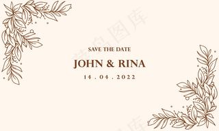 复古手绘花卉婚礼请柬背景