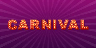 复古轻文字嘉年华。复古灯泡。股票插图。