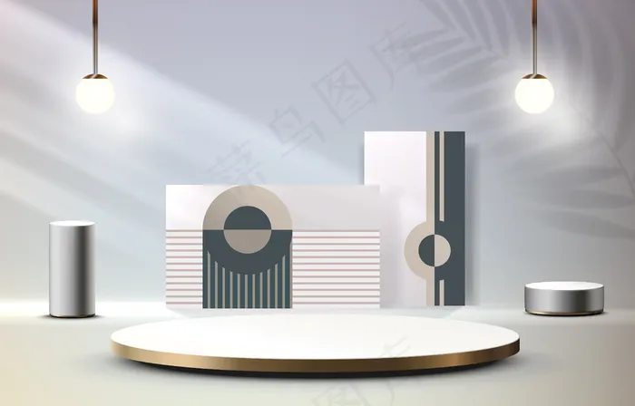舞台领奖台带灯光舞台领奖台场景带获奖装饰元素背景向量eps,ai矢量模版下载