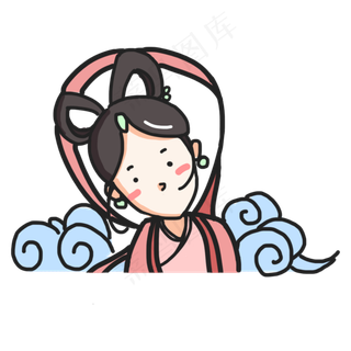 手绘七夕节牛郎织女卡通人物