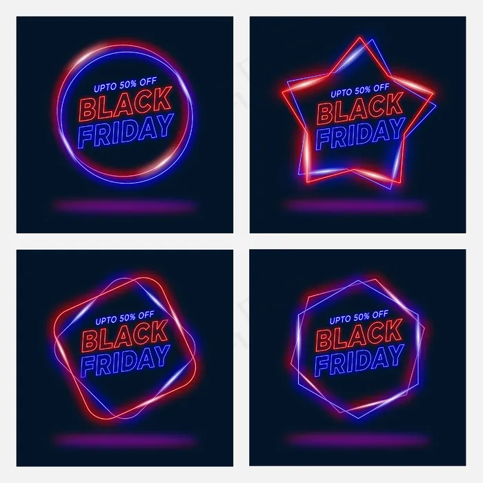 霓虹风格黑色星期五eps,ai矢量模版下载